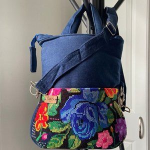 Crossbody hand bag made with old mexican txtiles